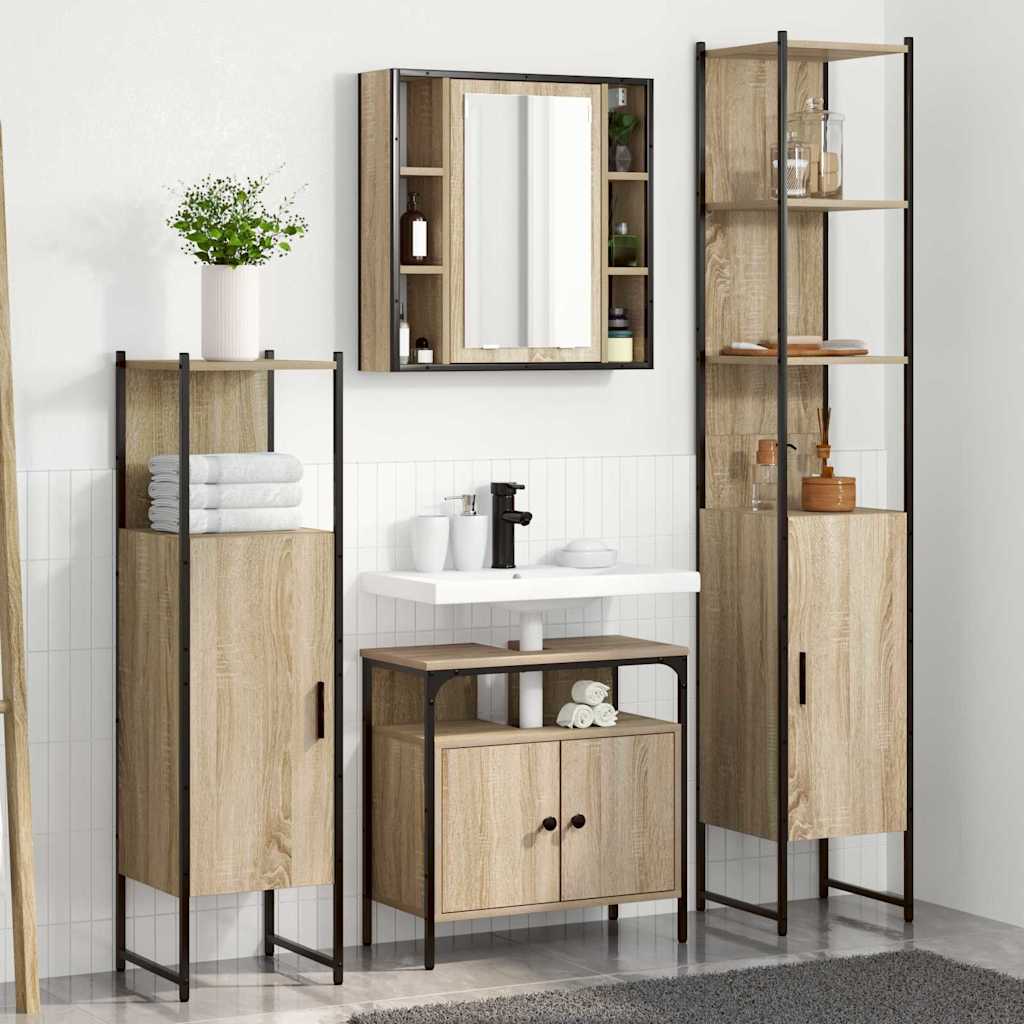 Bathroom Furniture Set 4 pcs Sonoma Oak Engineered Wood