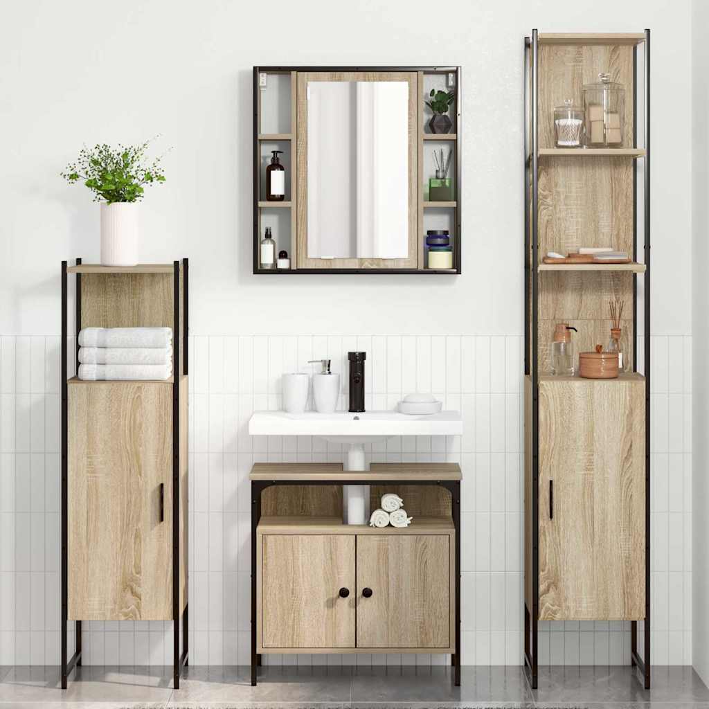 Bathroom Furniture Set 4 pcs Sonoma Oak Engineered Wood