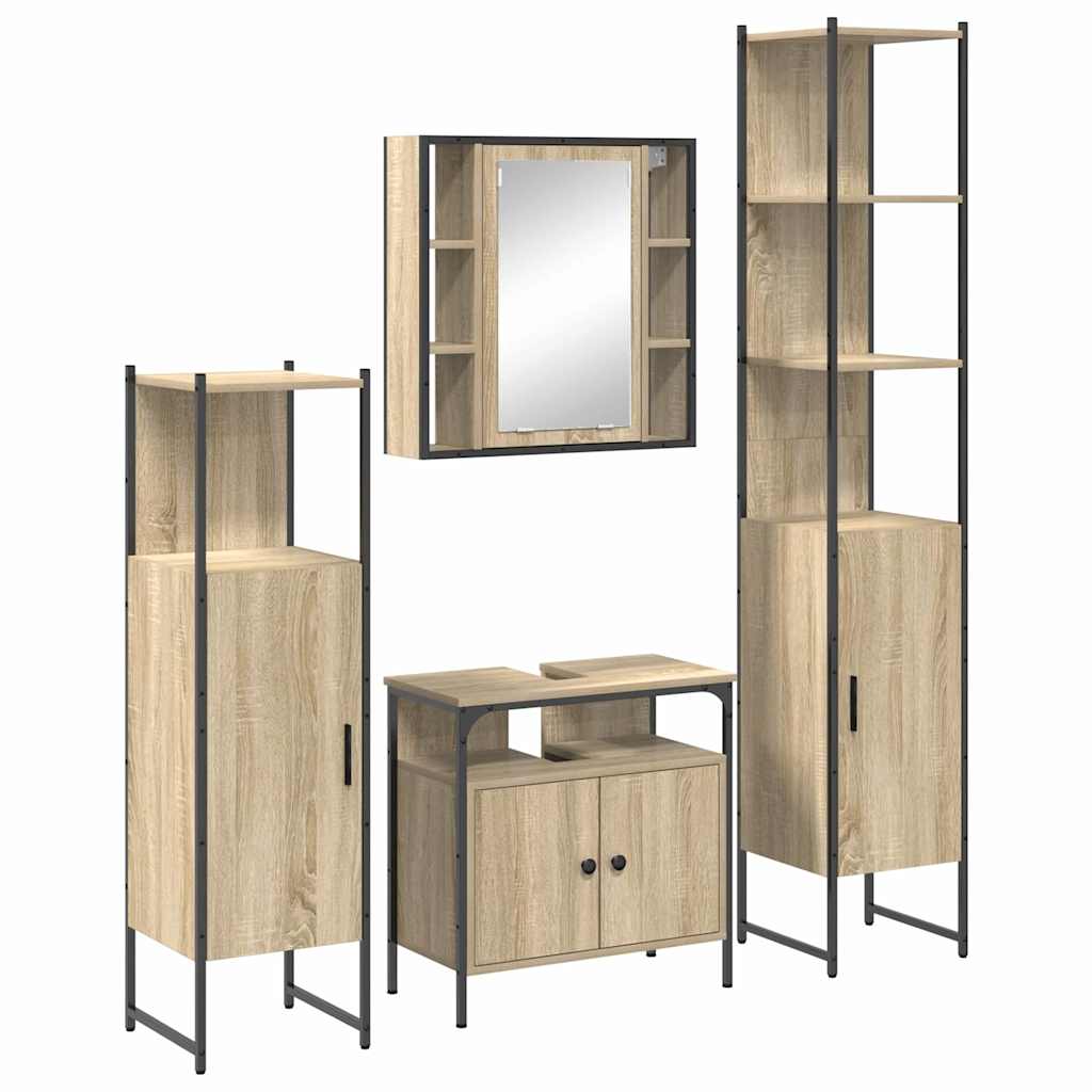 Bathroom Furniture Set 4 pcs Sonoma Oak Engineered Wood
