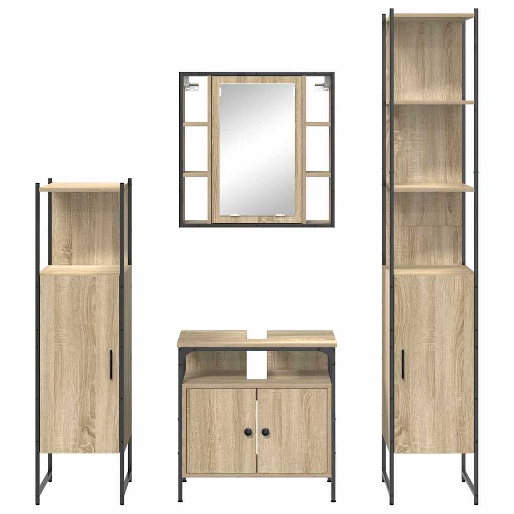 Bathroom Furniture Set 4 pcs Sonoma Oak Engineered Wood