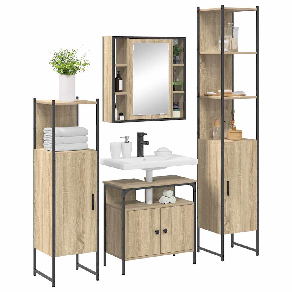 Bathroom Furniture Set 4 pcs Sonoma Oak Engineered Wood
