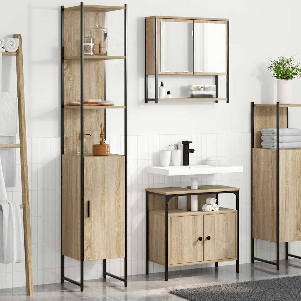 Bathroom Furniture Set 3 pcs Sonoma Oak Engineered Wood