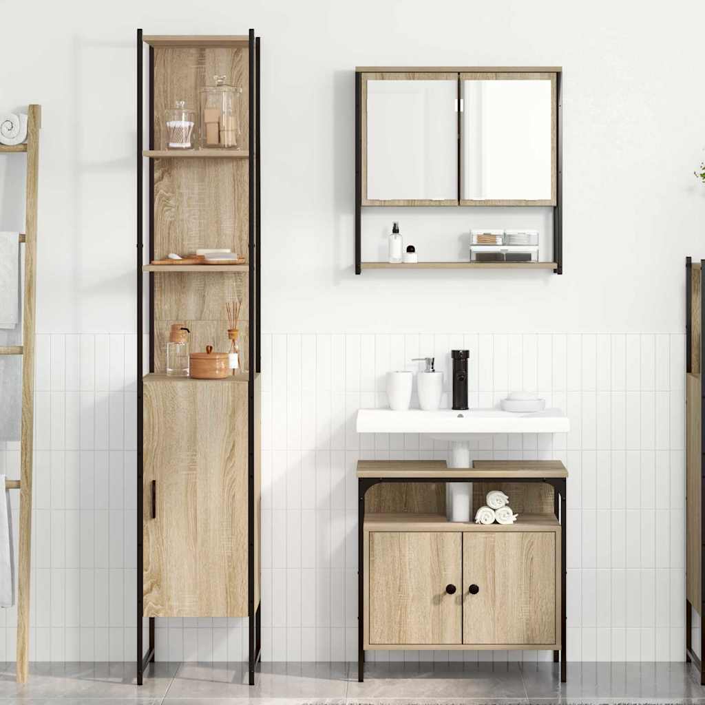 Bathroom Furniture Set 3 pcs Sonoma Oak Engineered Wood
