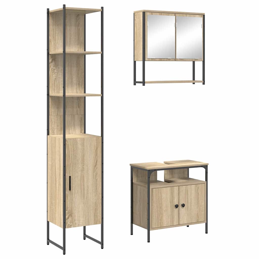 Bathroom Furniture Set 3 pcs Sonoma Oak Engineered Wood