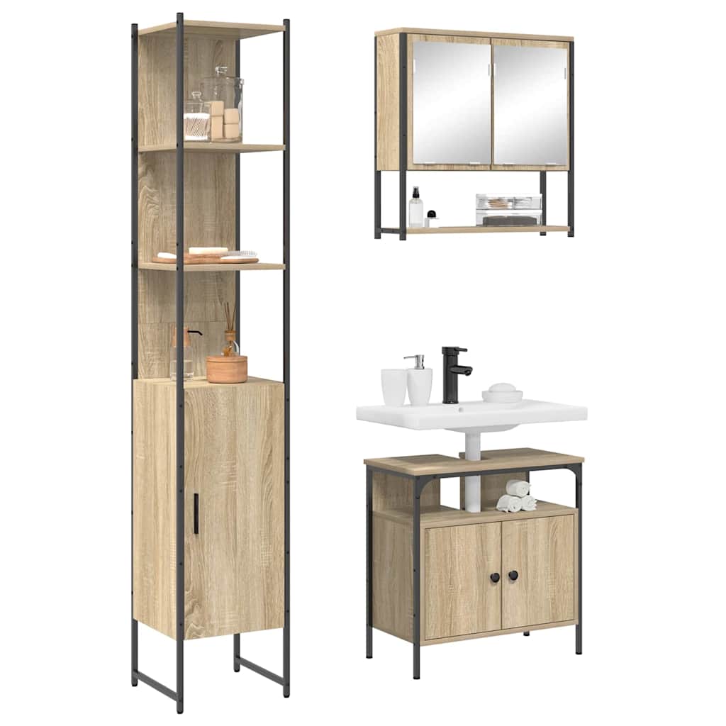 Bathroom Furniture Set 3 pcs Sonoma Oak Engineered Wood