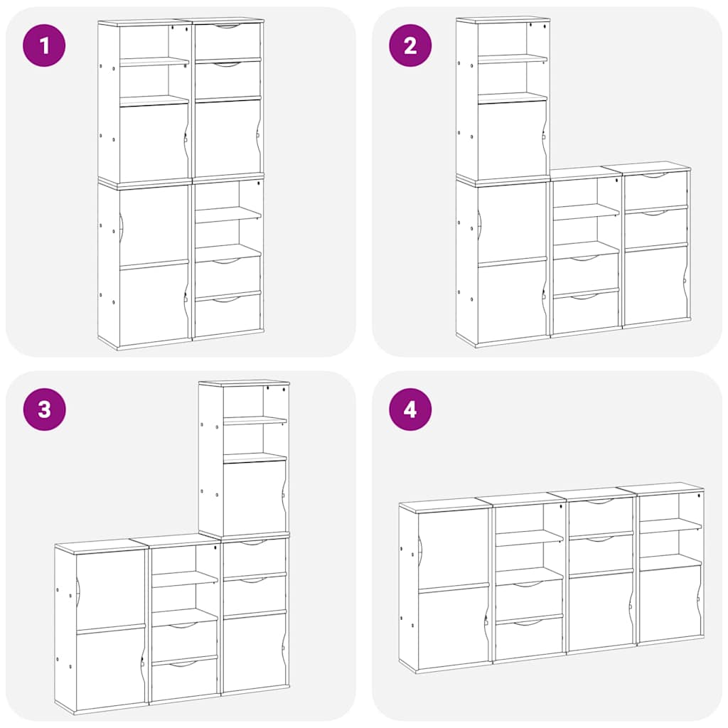 Side Cabinets 4 pcs "ODDA" White 40x24x79 cm Solid Wood Pine