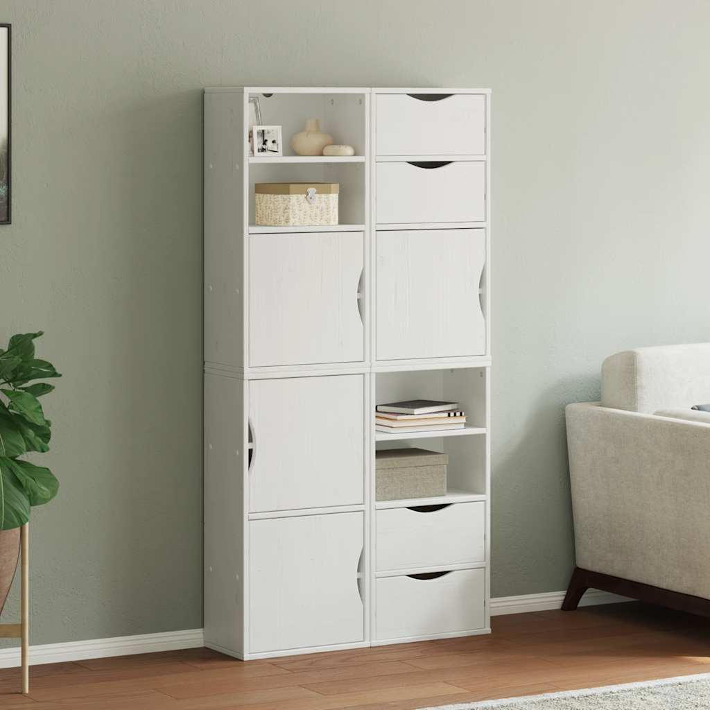 Side Cabinets 4 pcs "ODDA" White 40x24x79 cm Solid Wood Pine