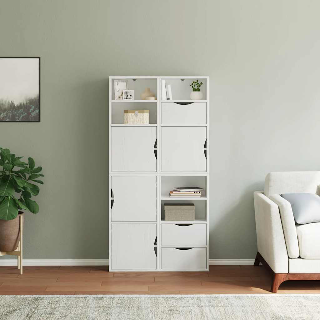 Side Cabinets 4 pcs "ODDA" White 40x24x79 cm Solid Wood Pine