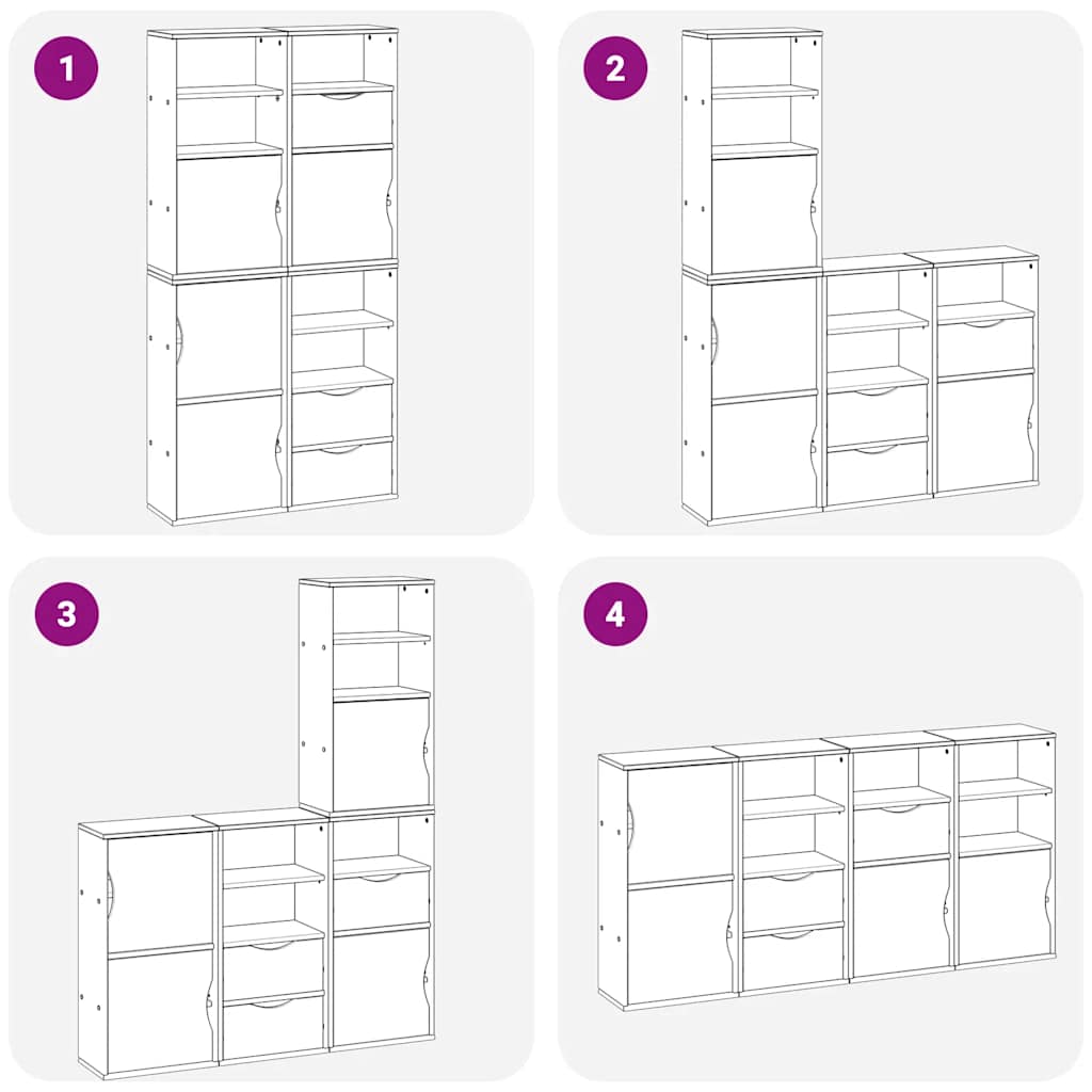 Side Cabinets 4 pcs "ODDA" White 40x24x79 cm Solid Wood Pine
