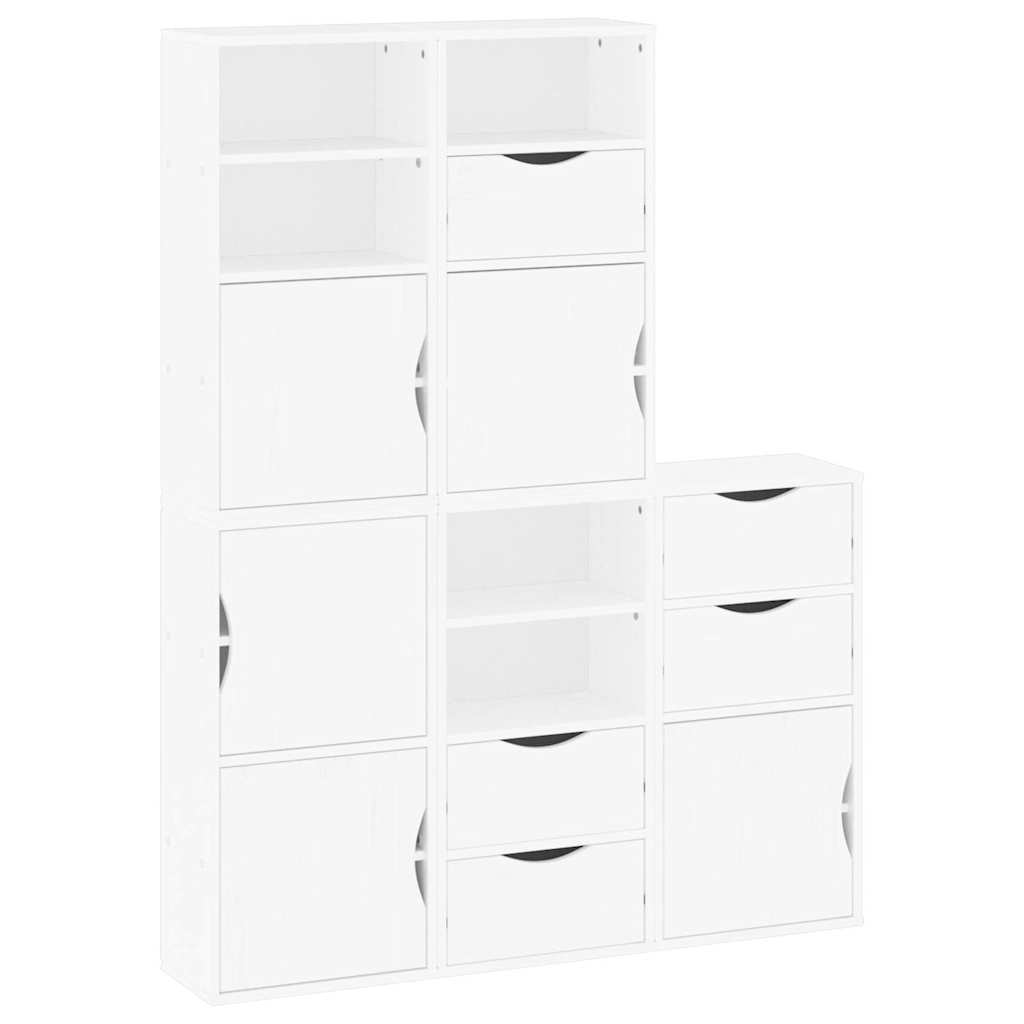 Side Cabinets 5 pcs "ODDA" White 40x24x79 cm Solid Wood Pine