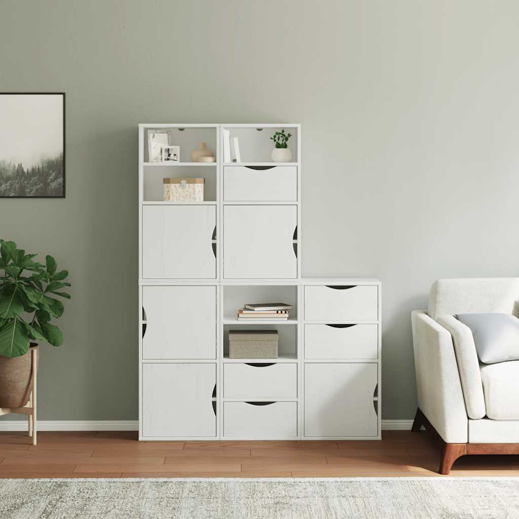 Side Cabinets 5 pcs "ODDA" White 40x24x79 cm Solid Wood Pine