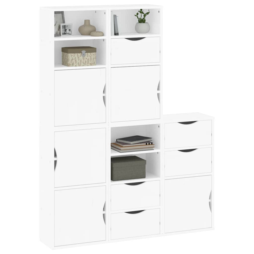 Side Cabinets 5 pcs "ODDA" White 40x24x79 cm Solid Wood Pine