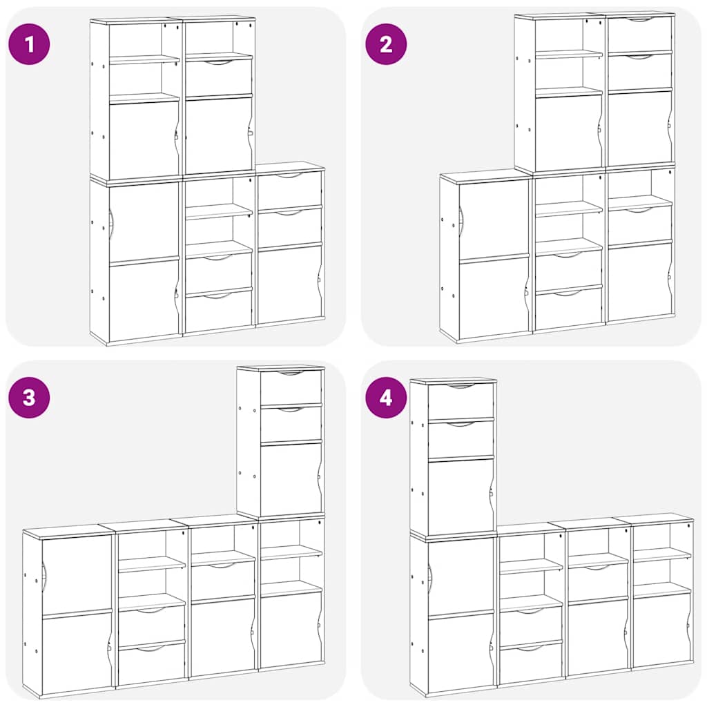 Side Cabinets 5 pcs "ODDA" White 40x24x79 cm Solid Wood Pine