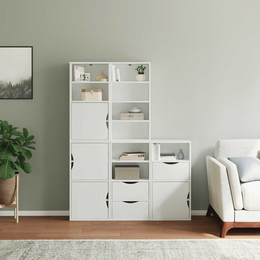 Side Cabinets 5 pcs "ODDA" White 40x24x79 cm Solid Wood Pine