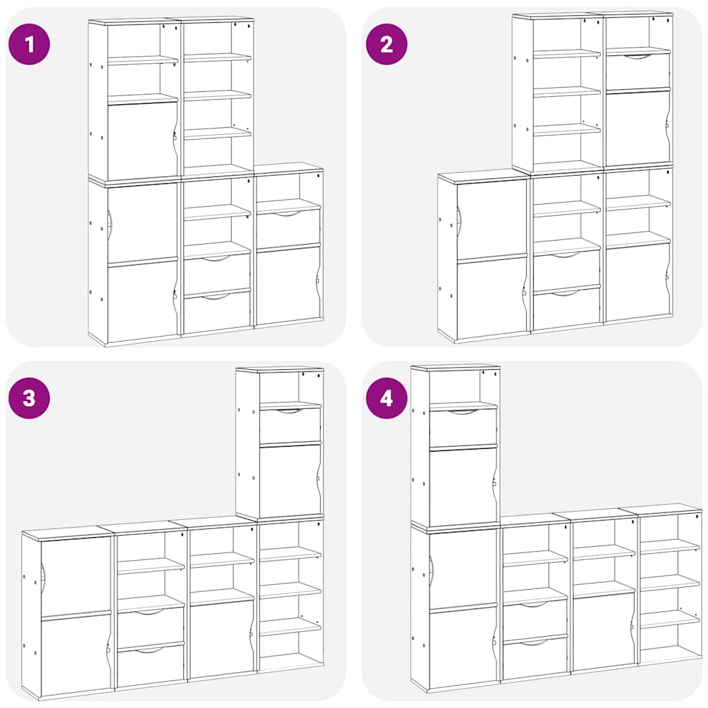 Side Cabinets 5 pcs "ODDA" White 40x24x79 cm Solid Wood Pine