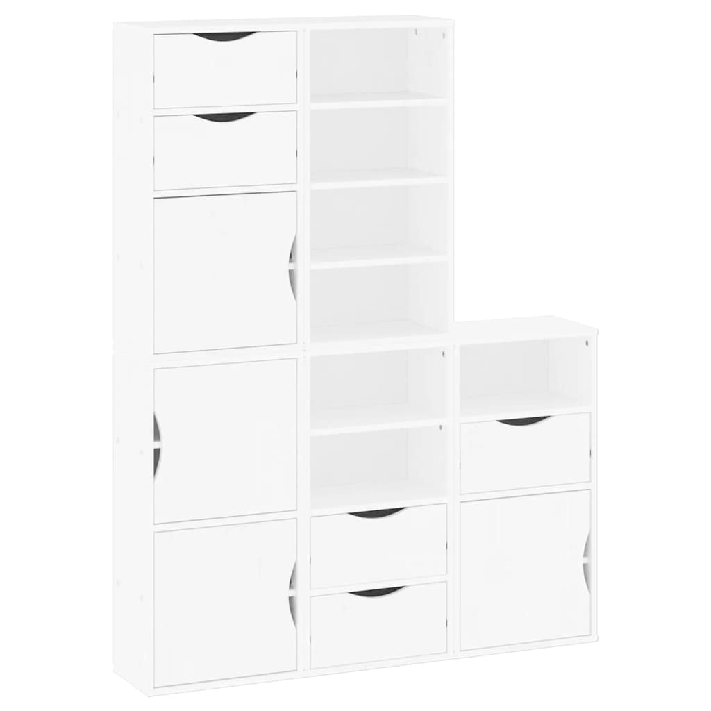 Side Cabinets 5 pcs ODDA White 40x24x79 cm Solid Wood Pine