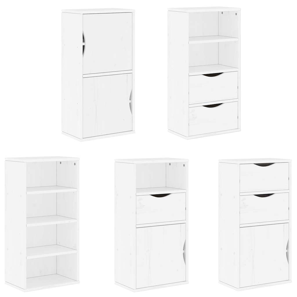 Side Cabinets 5 pcs "ODDA" White 40x24x79 cm Solid Wood Pine