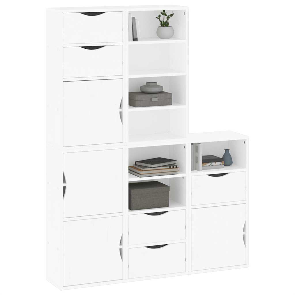 Side Cabinets 5 pcs ODDA White 40x24x79 cm Solid Wood Pine