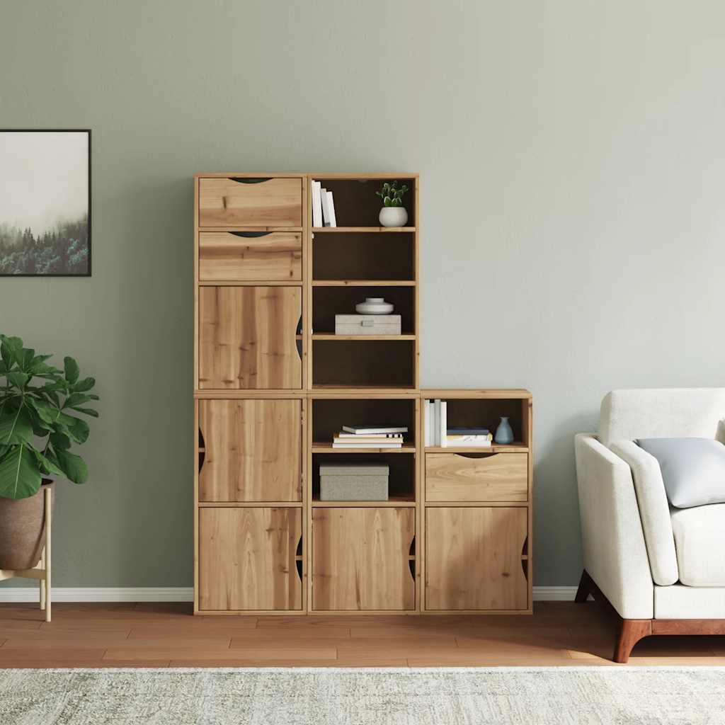 Side Cabinets 5 pcs ODDA 40x24x79 cm Solid Wood Pine