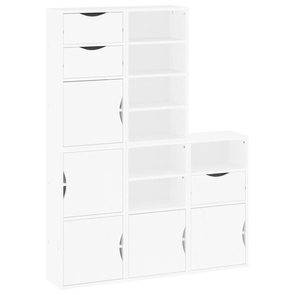 Side Cabinets 5 pcs ODDA White 40x24x79 cm Solid Wood Pine