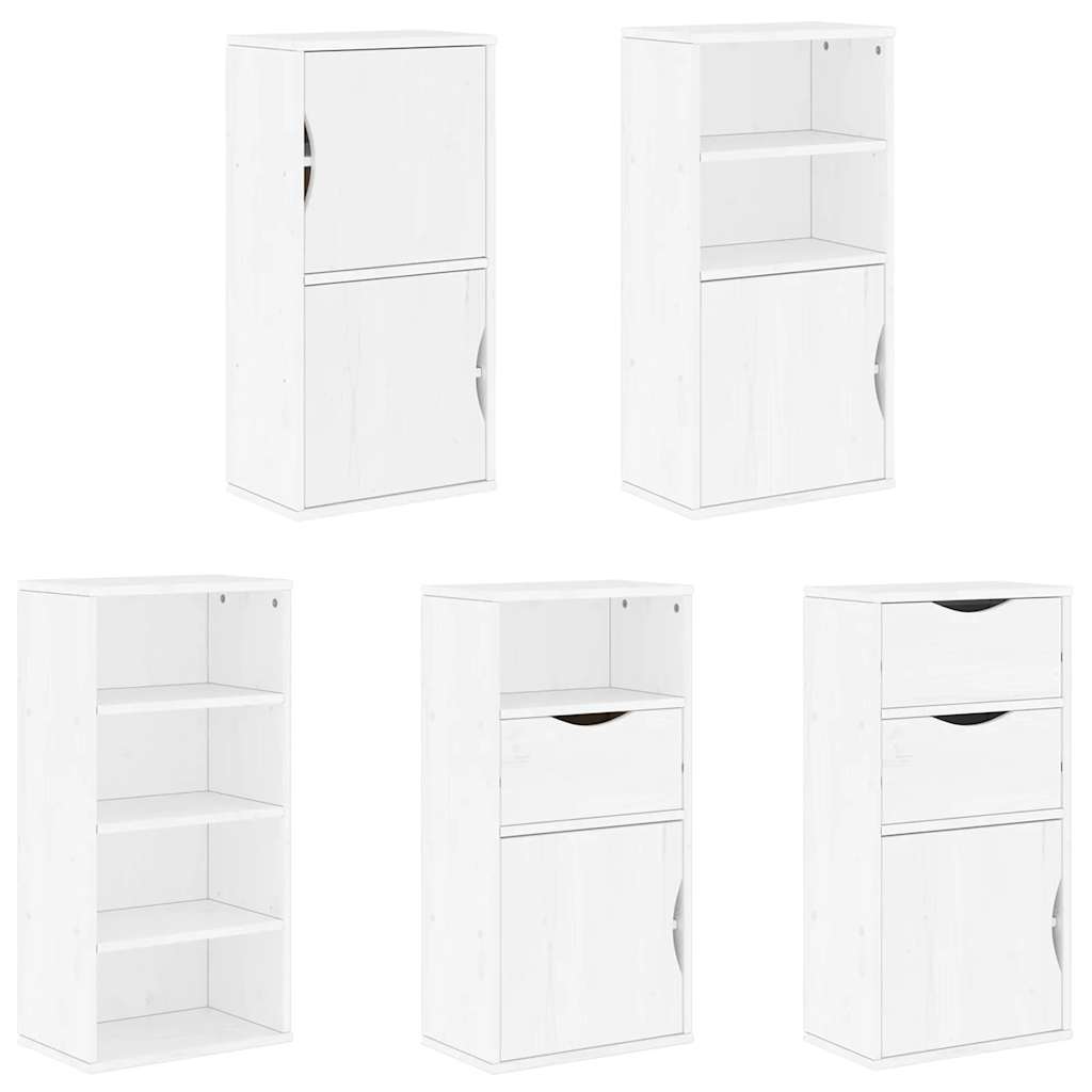Side Cabinets 5 pcs "ODDA" White 40x24x79 cm Solid Wood Pine