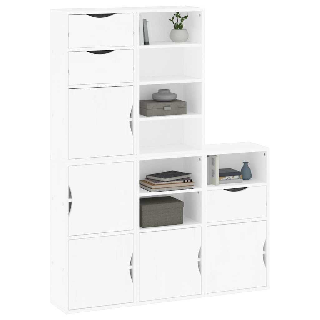 Side Cabinets 5 pcs ODDA White 40x24x79 cm Solid Wood Pine