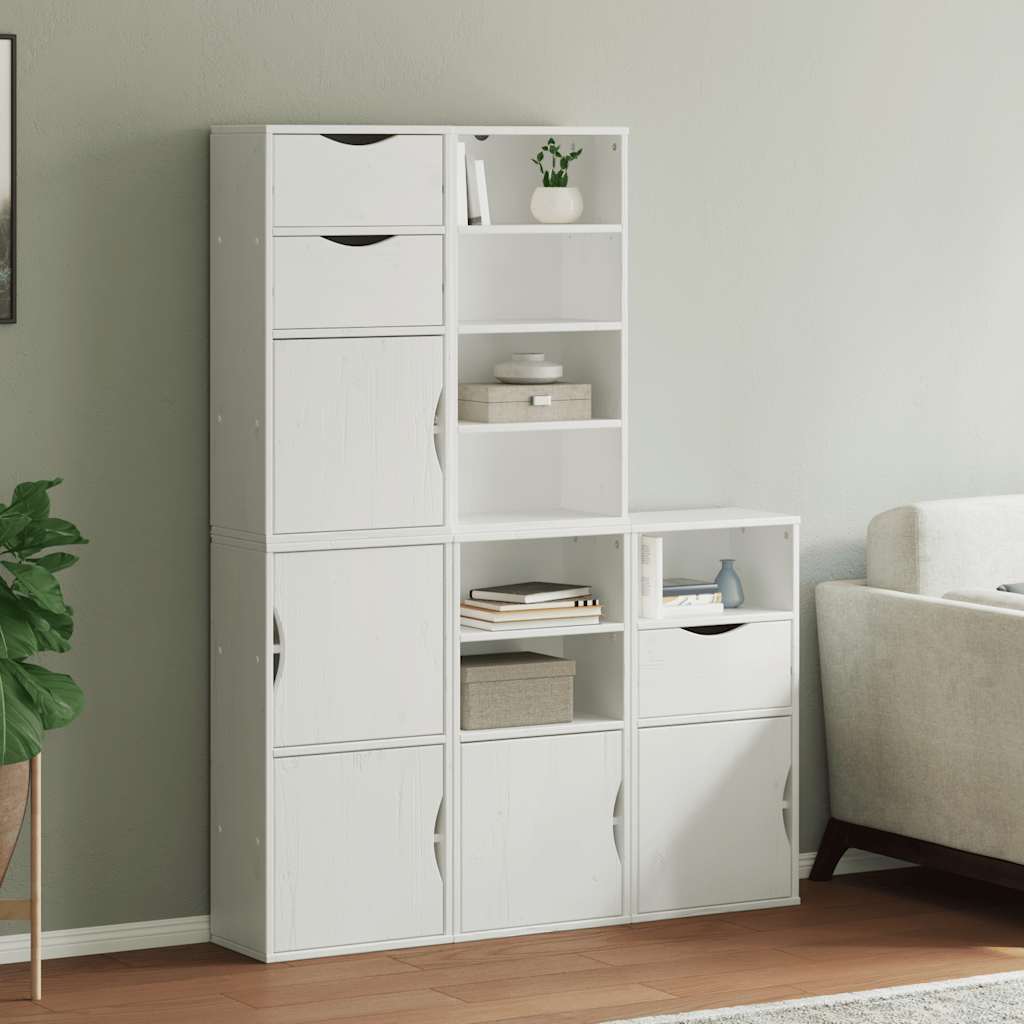 Side Cabinets 5 pcs ODDA White 40x24x79 cm Solid Wood Pine