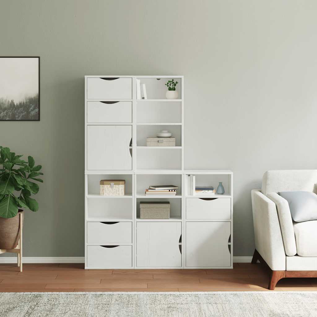 Side Cabinets 5 pcs ODDA White 40x24x79 cm Solid Wood Pine