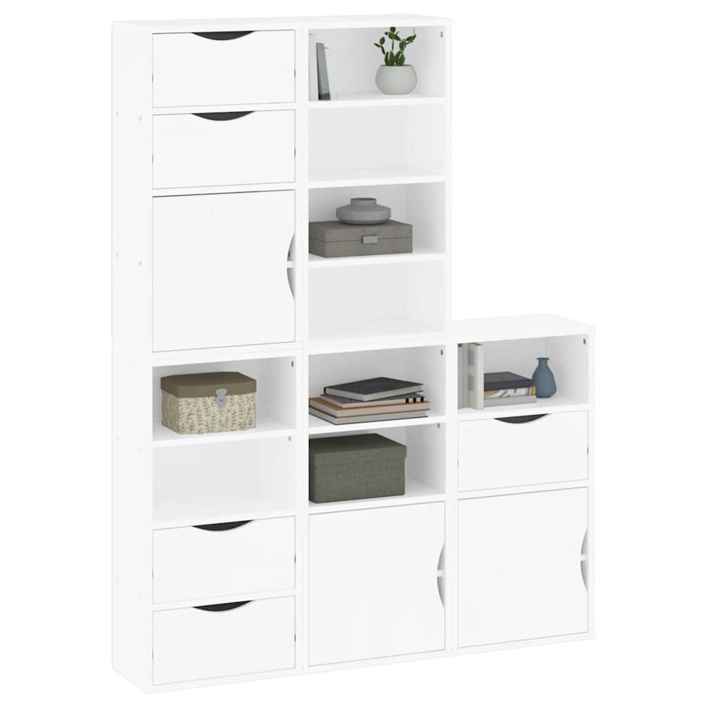 Side Cabinets 5 pcs ODDA White 40x24x79 cm Solid Wood Pine