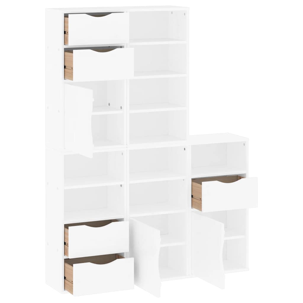 Side Cabinets 5 pcs ODDA White 40x24x79 cm Solid Wood Pine