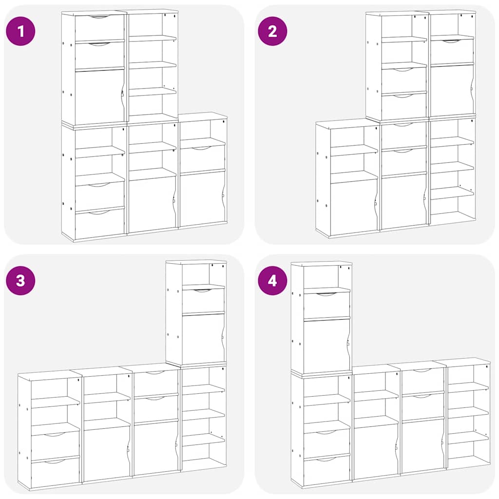 Side Cabinets 5 pcs ODDA White 40x24x79 cm Solid Wood Pine