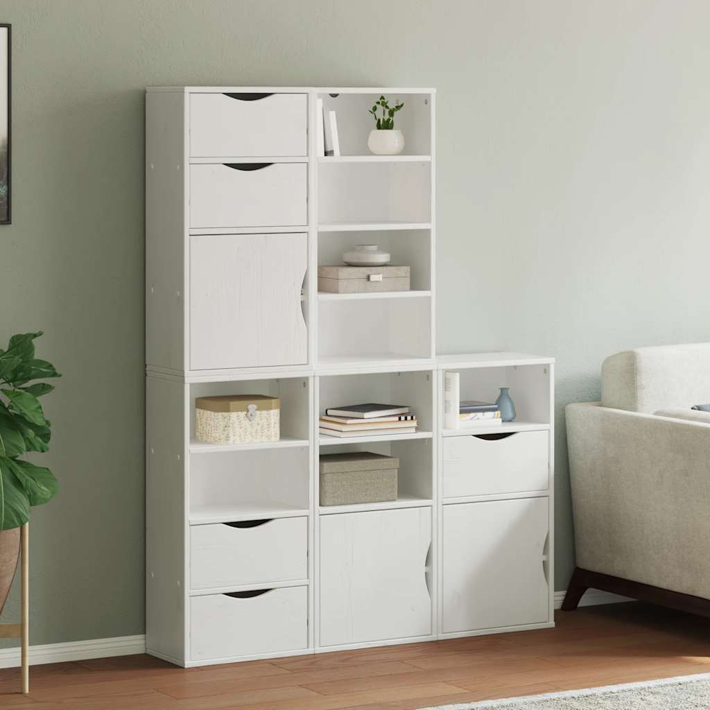 Side Cabinets 5 pcs ODDA White 40x24x79 cm Solid Wood Pine