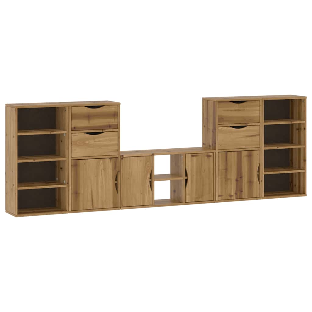 5 Piece TV Units with Storage "ODDA" Solid Wood Pine