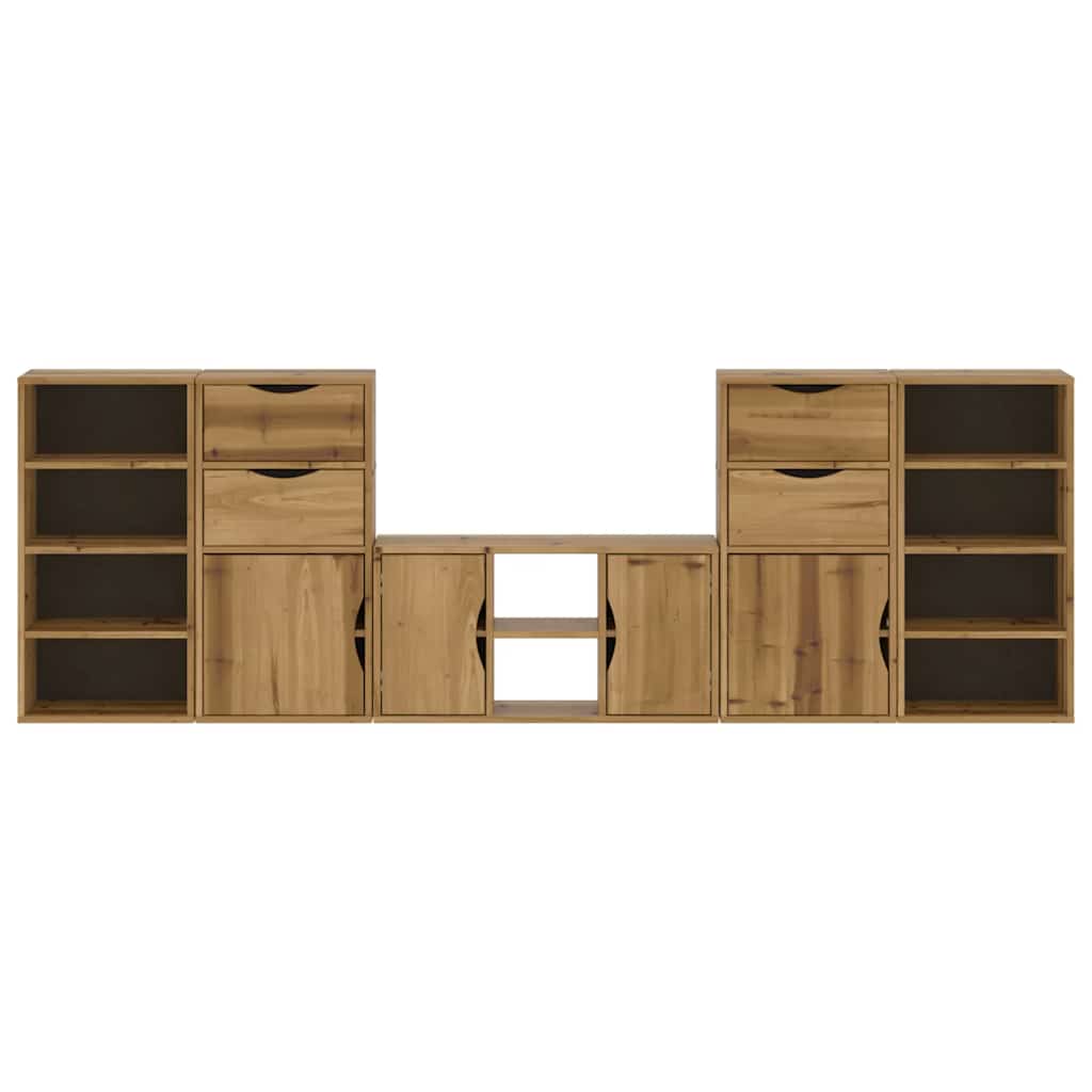 5 Piece TV Units with Storage "ODDA" Solid Wood Pine