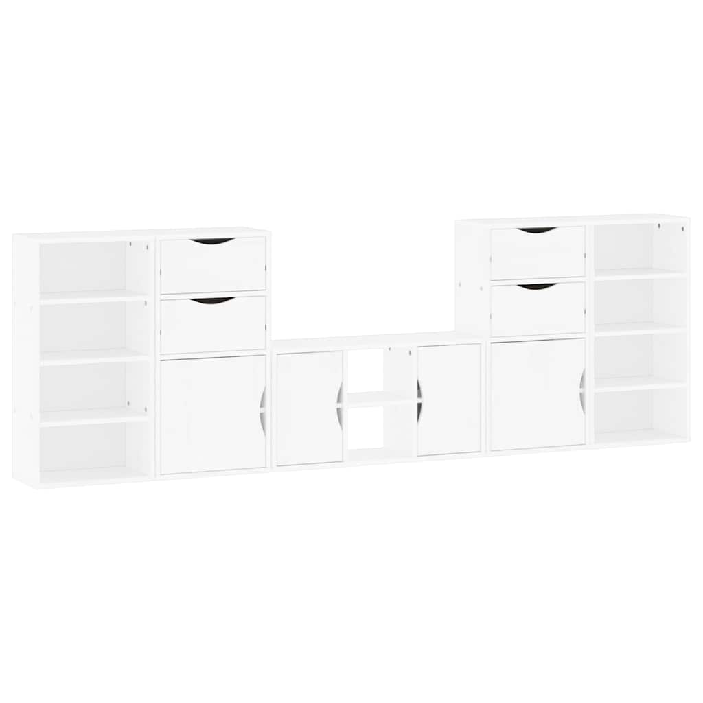 5 Piece TV Units with Storage "ODDA" White Solid Wood Pine
