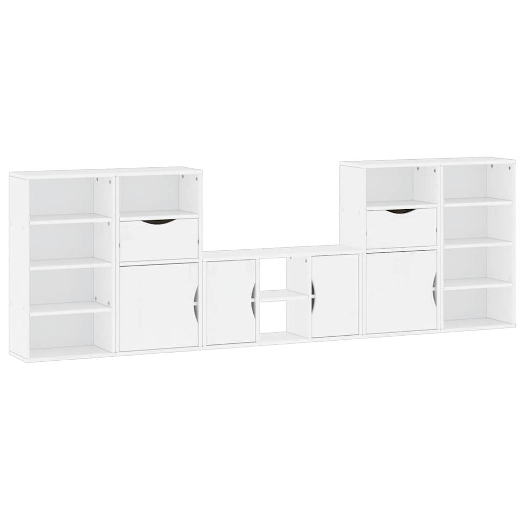 5 Piece TV Units with Storage "ODDA" White Solid Wood Pine