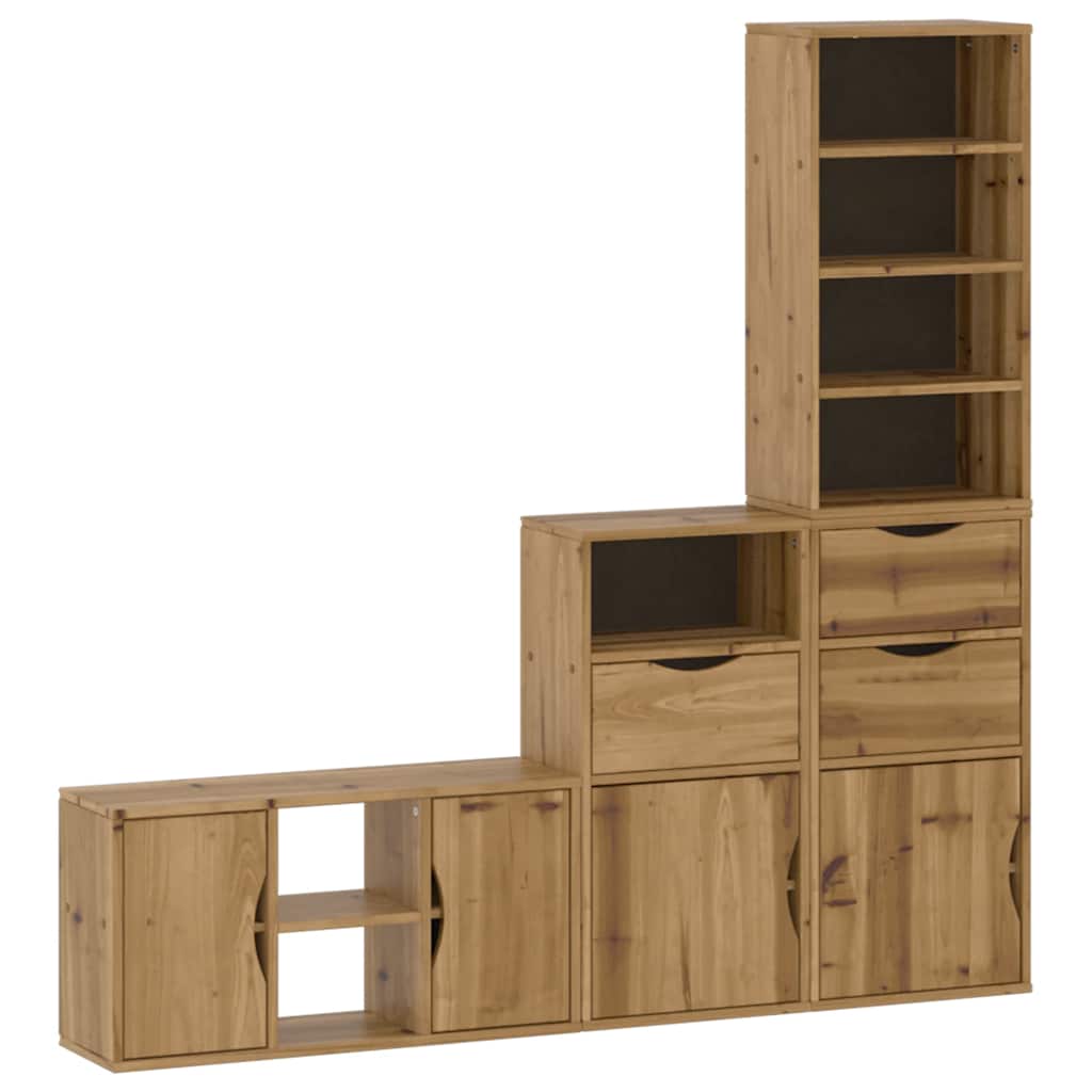 4 Piece TV Units with Storage "ODDA" Solid Wood Pine