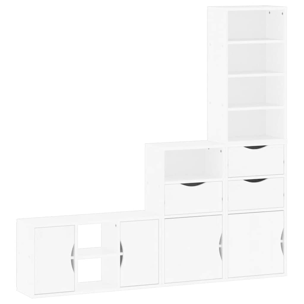 4 Piece TV Units with Storage "ODDA" White Solid Wood Pine