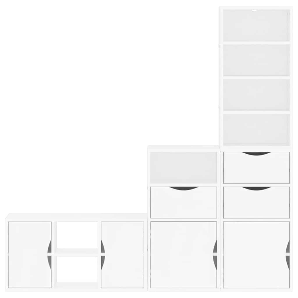 4 Piece TV Units with Storage "ODDA" White Solid Wood Pine