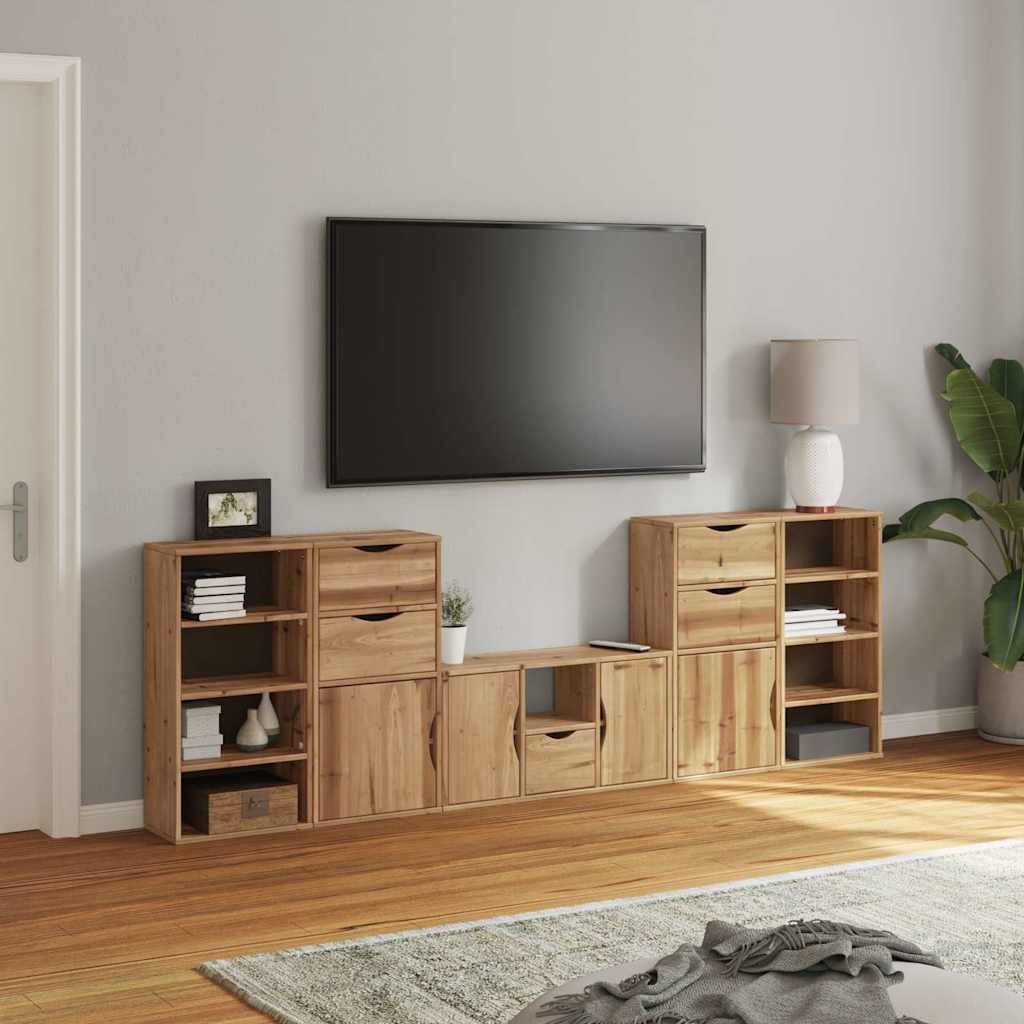 5 Piece TV Units with Storage "ODDA" Solid Wood Pine