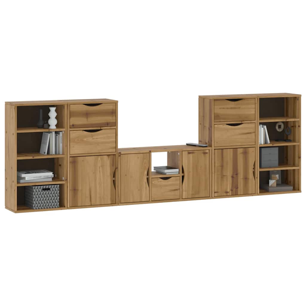 5 Piece TV Units with Storage "ODDA" Solid Wood Pine
