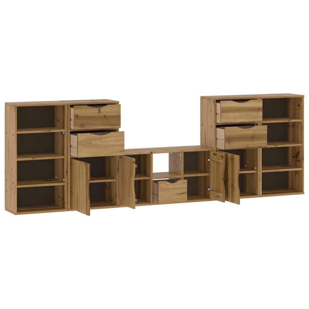 5 Piece TV Units with Storage "ODDA" Solid Wood Pine