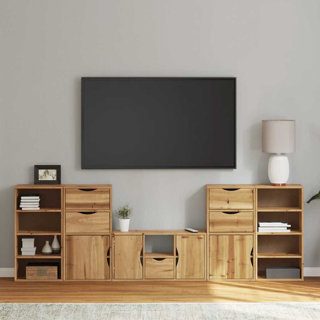 5 Piece TV Units with Storage "ODDA" Solid Wood Pine