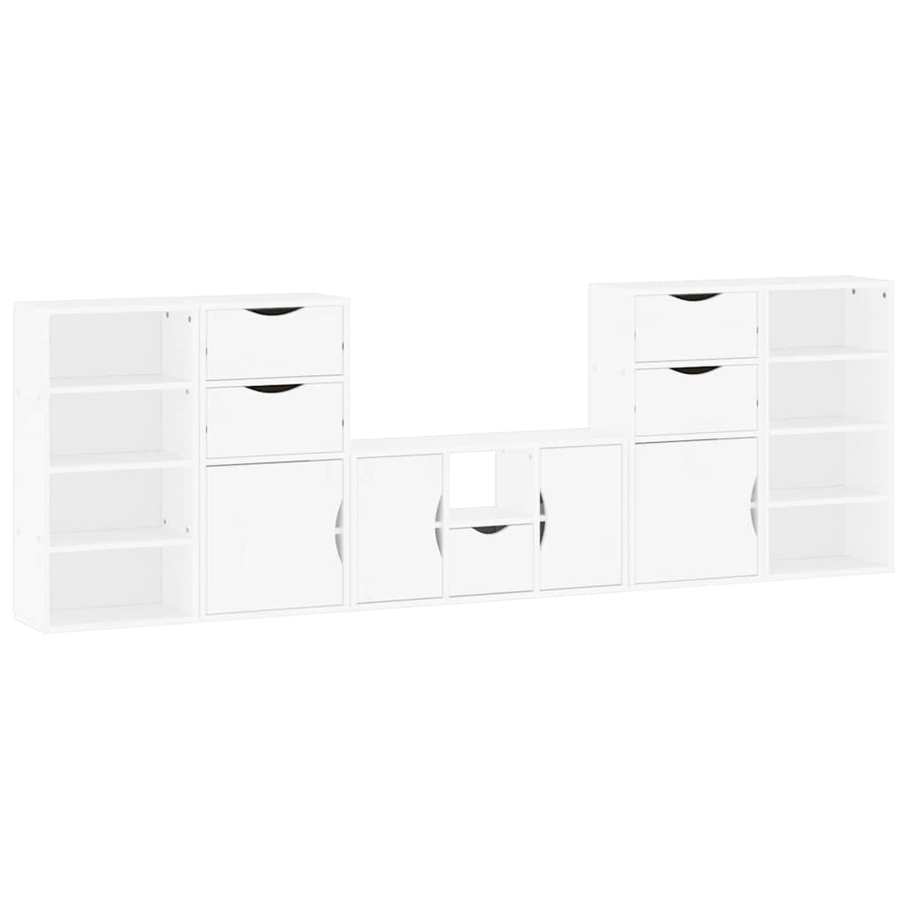 5 Piece TV Units with Storage "ODDA" White Solid Wood Pine
