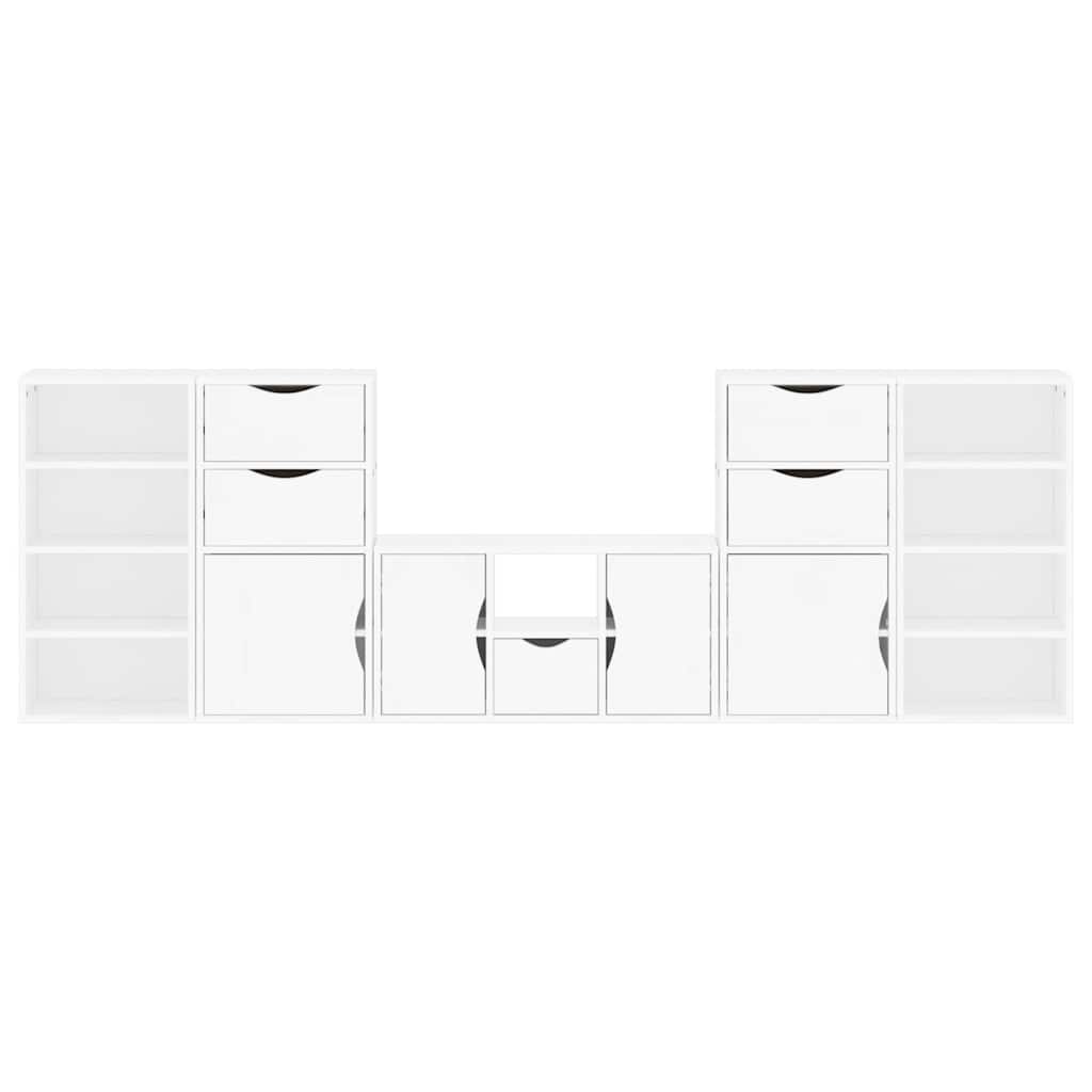 5 Piece TV Units with Storage "ODDA" White Solid Wood Pine