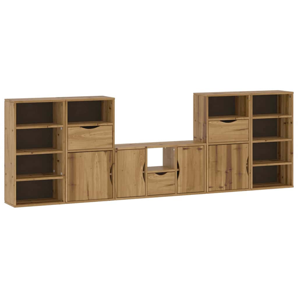 5 Piece TV Units with Storage "ODDA" Solid Wood Pine