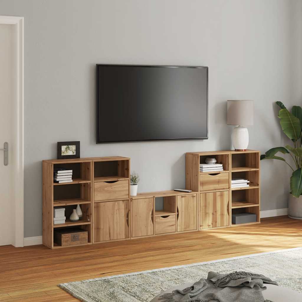 5 Piece TV Units with Storage "ODDA" Solid Wood Pine