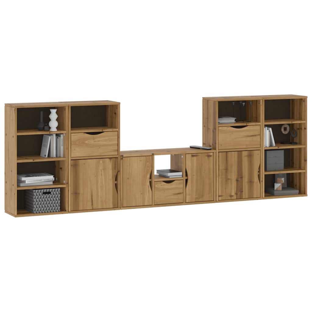 5 Piece TV Units with Storage "ODDA" Solid Wood Pine