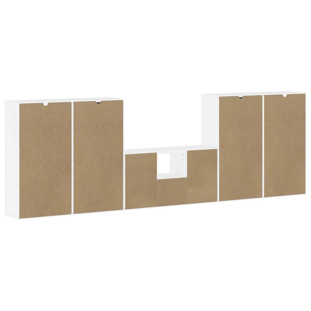 5 Piece TV Units with Storage "ODDA" White Solid Wood Pine