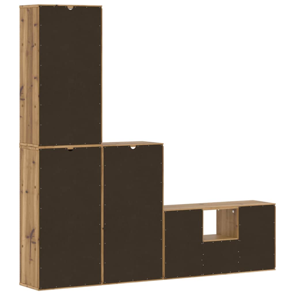 4 Piece TV Units with Storage "ODDA" Solid Wood Pine